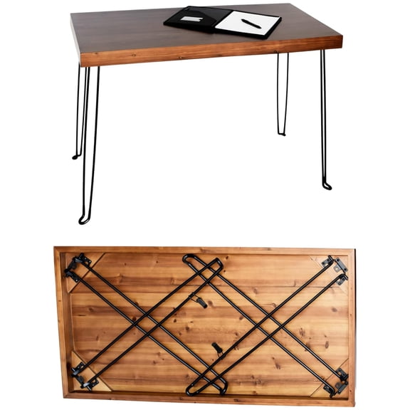 Sleekform Wooden Folding Desk - Lightweight Small Portable Writing Table, Foldable Table, Desk for Small Bedroom Spaces and Home Office - No Assembly Required