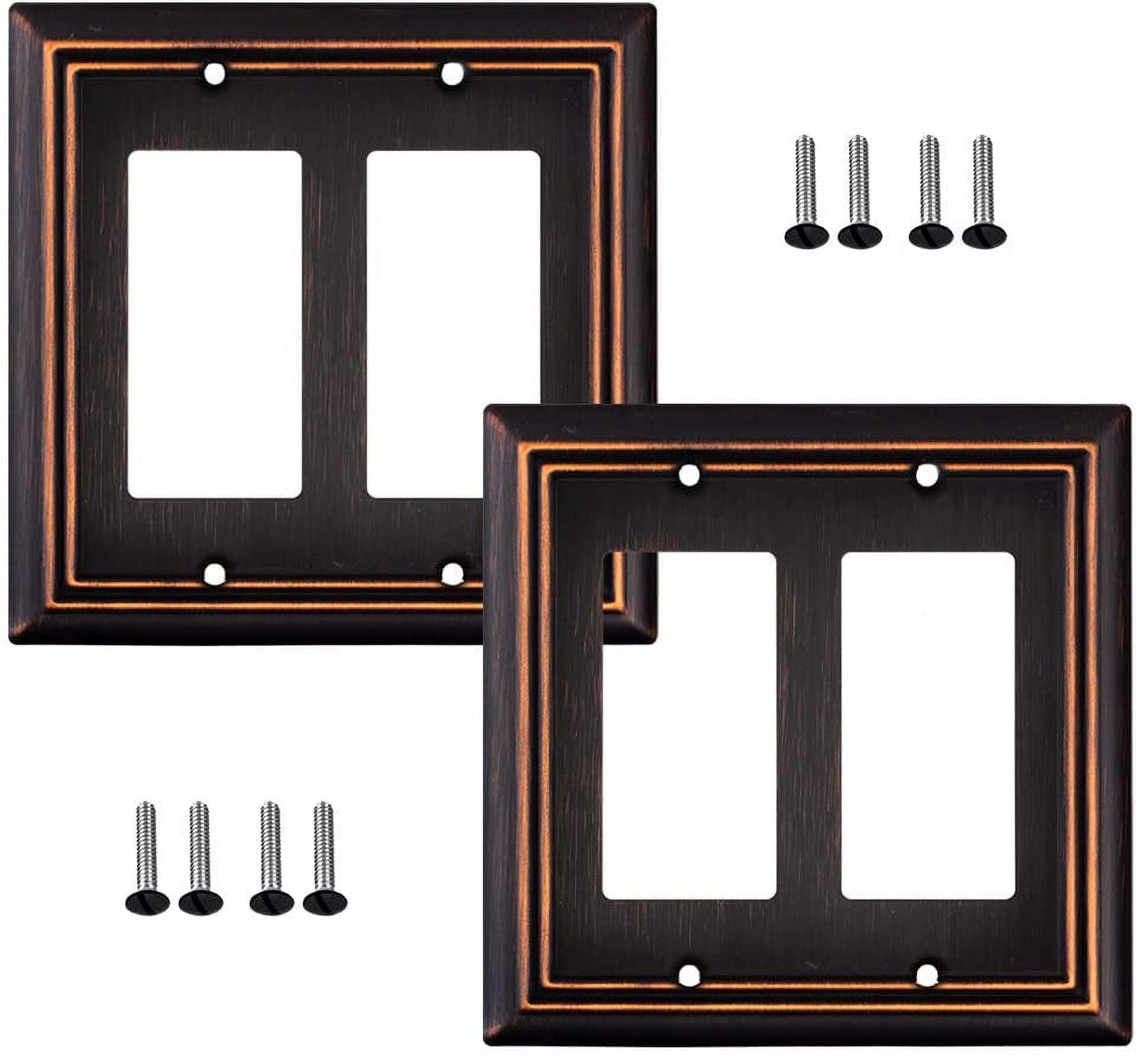 Sleeklighting 2 Pack Beveled Oil Rubbed Bronze Outlet Covers 2 Gang