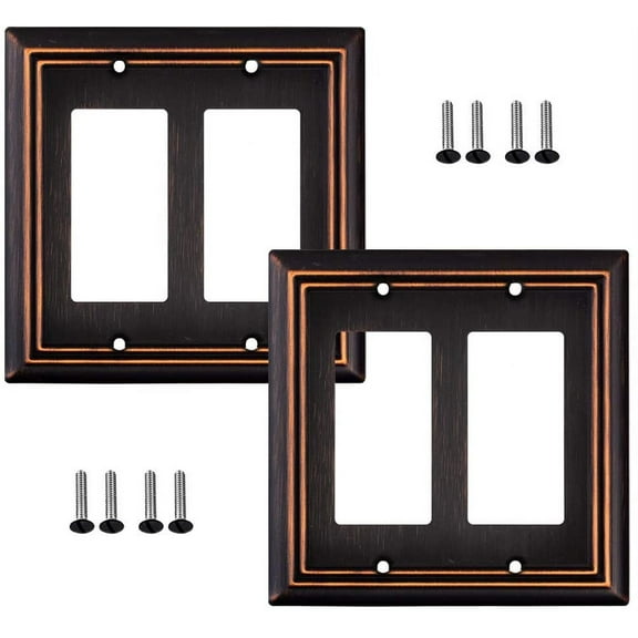 Sleeklighting 2 Pack Beveled Oil Rubbed Bronze Outlet Covers | 2 Gang Decorator