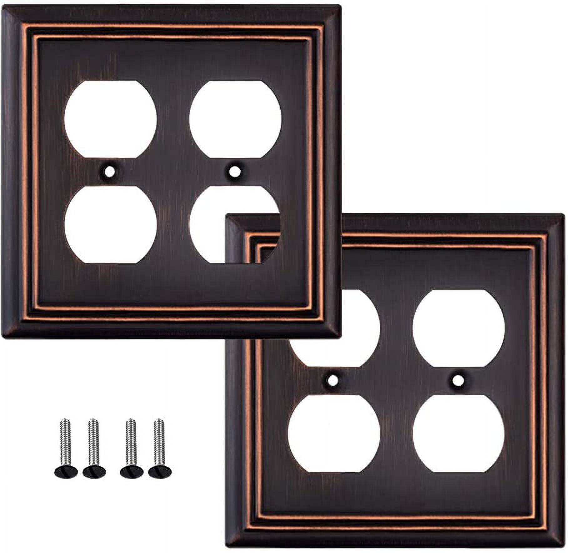 Sleeklighting 2 Pack Beveled Oil Rubbed Bronze Outlet Covers 2 Gang