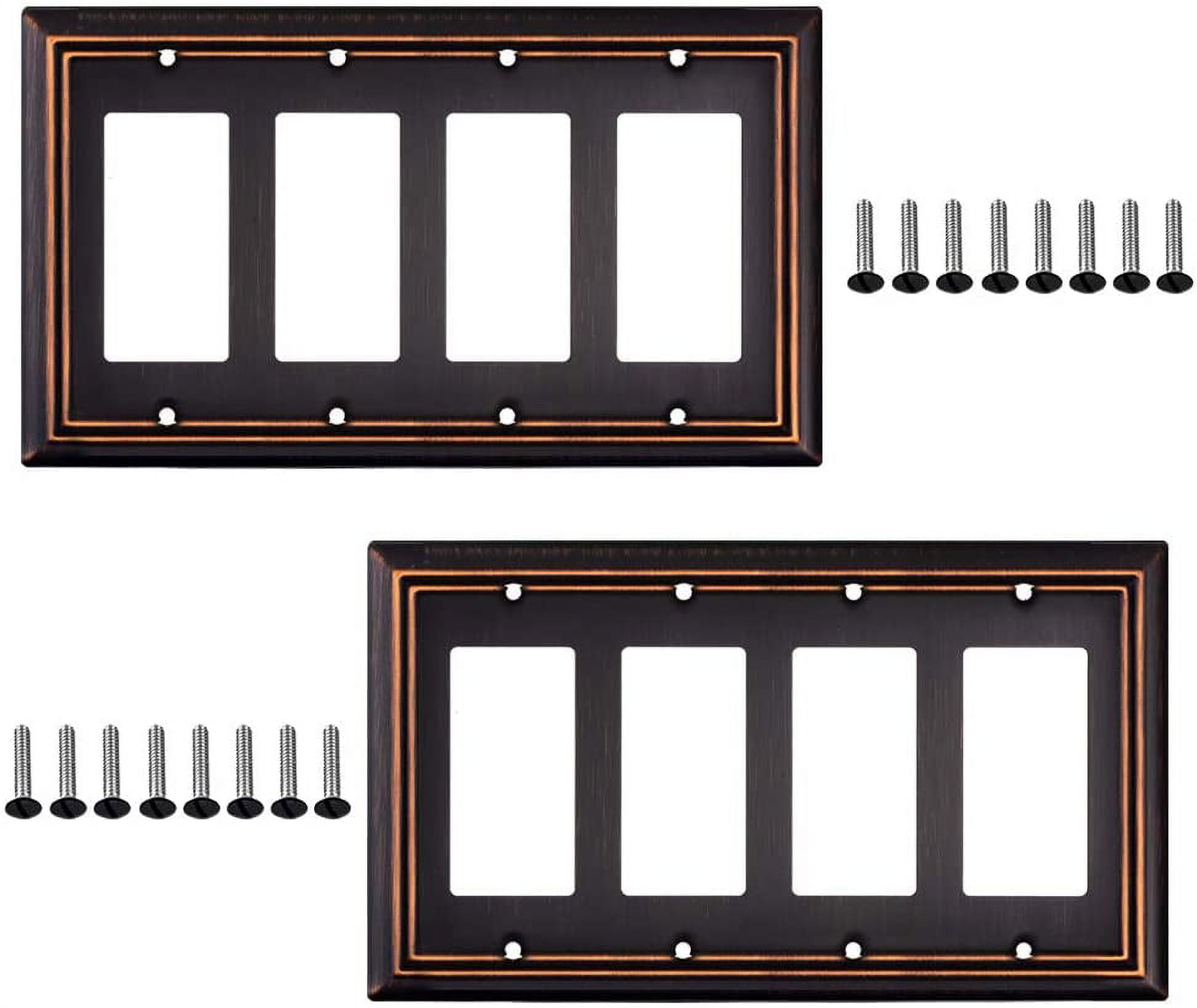 Sleeklighting 2 Pack Beveled Oil Rubbed Bronze Outlet Covers 4 Gang