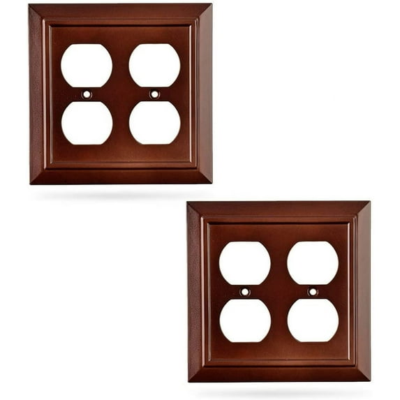 Sleeklighting 2 Pack Decorative Dark Brown Mahogany Outlet Covers | 2 Gang Duplex