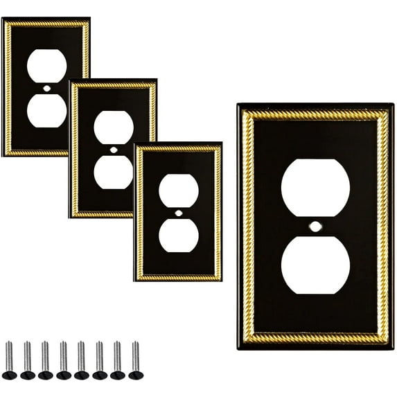 Sleeklighting 4 Pack Zinc Cast Gold and Black Outlet Covers | 1 Duplex