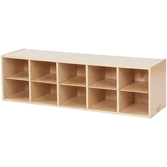 Sleekline 10-Compartment Cubby Storage Cabinet, 2x5, Toy Organizer, Natural$$Office