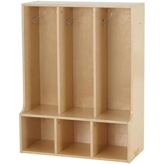 Sleekline 3-Section Toddler Coat Locker with Bench, Kids Furniture, Natural$$Office
