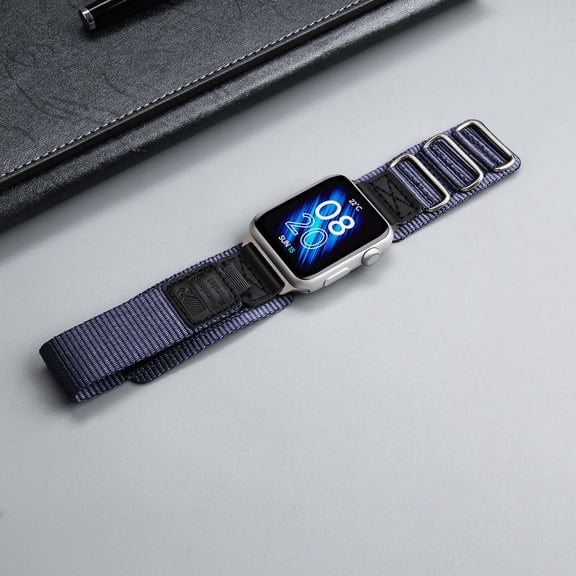 Sleektime Breathable Adjustable Nylon Band for 42/44/45/46/49mm Smartwatches, Soft Durable Replacement Strap, Secure Hook and Loop Sport Band for Daily Comfort & Active Use,Blue