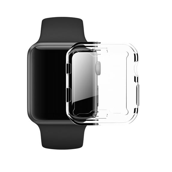 Sleektime Case for Apple Watch Series 3/2/1 38mm, Tempered Glass Screen Protector, High Definition Scratch Resistant Soft Cover for Apple Watch Accessories, Clear