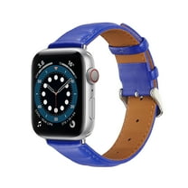 Sleektime Compatible with iWatch Band 38mm 40mm 41mm, Genuine Leather Band Strap Replacement Men Women Compatible with Apple Watch Ultra 2/1 SE Series 9 8 7 6 5 4 3 2 1,Blue