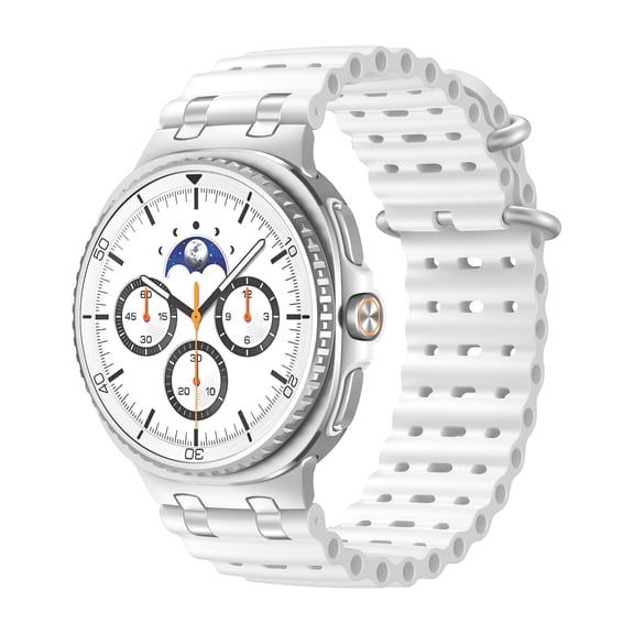 Sleektime For Galaxy Watch 8 40/44mm Band Sport Silica Gel Watch Strap, Adjustable Breathable Waterproof, Quick Fit Secure Buckle,White