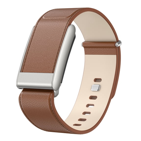 Sleektime For Whoop 5.0 Leather Band Adjustable Wrist Strap with Metal Buckle Business Elegant Basic Case Watch Band Replacement,Brown