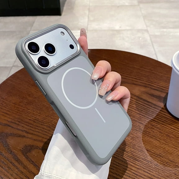 Sleektime Magnetic Case For Apple iPhone 17, Hybrid Rubber Matte Shock-Absorbent Lightweight Non-Slip Protective Back Cover with Wireless Charging PC+TPU Basic Phone Case,Gray