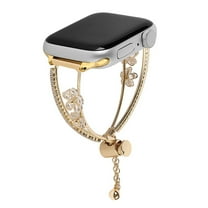 Sleektime Metal Bracelet Band for Apple Watch 42mm 44mm 45mm 46mm 49mm, Elegant Diamond Flower Design, Waterproof Breathable Adjustable Fashion Strap Compatible with iWatch Series,Gold