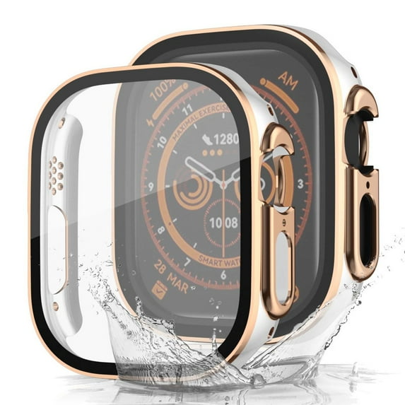 Sleektime Waterproof Hard PC Bumper Case with Tempered Glass for iWatch Ultra 2/1 49mm, Shockproof Full Body Protective Cover with Screen Protector for iWatch Ultra Series 2/1 49mm,D