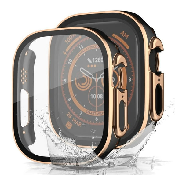 Sleektime Waterproof Hard PC Bumper Case with Tempered Glass for iWatch Ultra 2/1 49mm, Shockproof Full Body Protective Cover with Screen Protector for iWatch Ultra Series 2/1 49mm,A