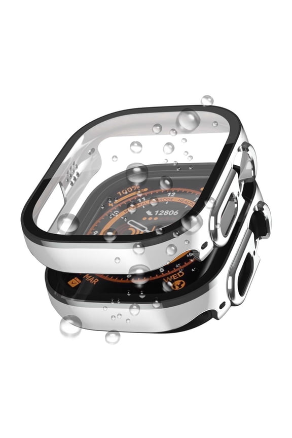 Waterproof Hard PC Bumper Case with Tempered Glass for iWatch Ultra 2/1 49mm, Shockproof Full Body Protective Cover with Screen Protector for iWatch Ultra Series 2/1 49mm,F