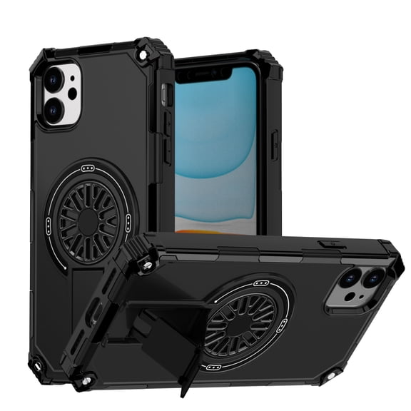 Sleektime for iPhone 11 Case, [Compatible with Magsafe], [Military-Grade Protection], [with Four Corner Guard] Shockproof Magnetic Armor Phone Case Built-in Hidden Kickstand,Black
