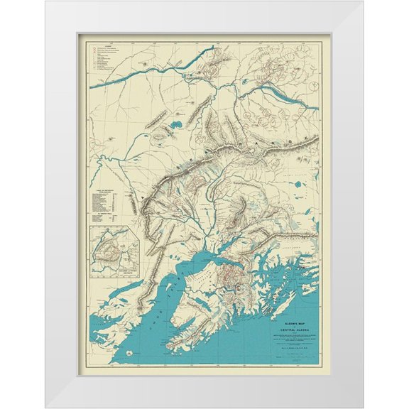 Sleem 11x14 White Modern Wood Framed Museum Art Print Titled - Central Mining Railway Alaska - Sleem 1910