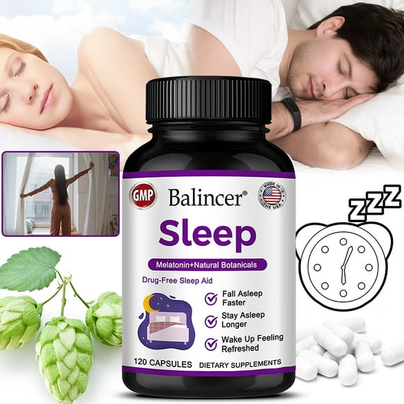 Sleep Aid Supplement - w./ Melatonin, L-Theanine, and Lemon Balm - Improves Overall Sleep Quality - 120 Capsules