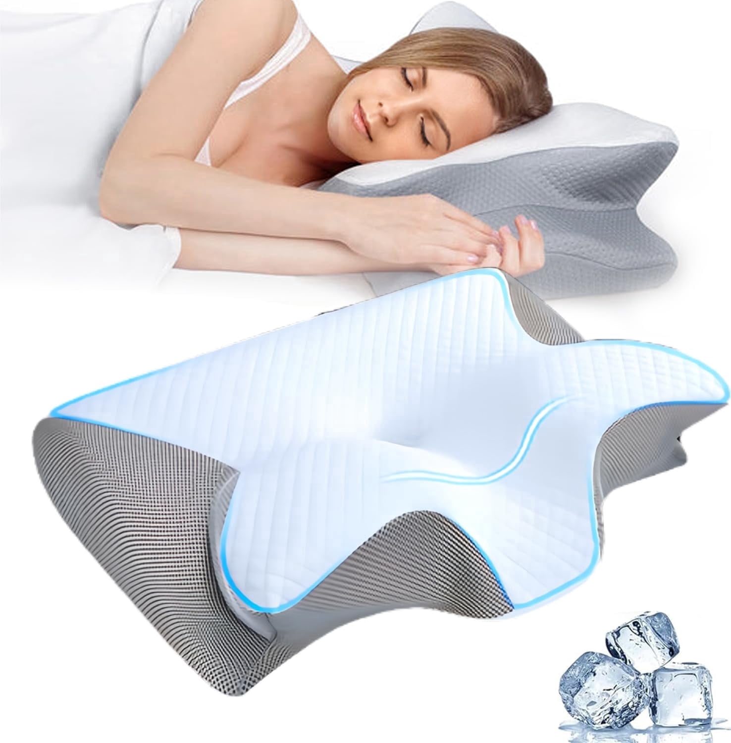 Sleep Apnea Pillow, Airway Pro Cervical Pillow, Neck-Elevation Designtm, Pillows for Neck Pain Relief, Neck Support Pillows for Sleeping, For Back, Side, Or Stomach Sleeping (Grey)