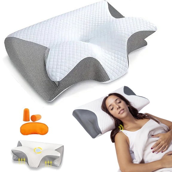 Sleep Apnea Pillow, Pillow for Sleep Apnea and Snoring, Cervical Memory Foam Breathable Contour Pillow for Side Sleepers, Back Sleepers, Stomach Sleepers