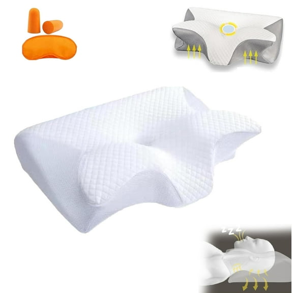 Sleep Apnea Pillow, Upgraded Cervical Pillow - All-Night Neck Support, Stop Snoring, For Neck Pain Relief, Improve Sleep for Side Sleepers, Back Sleepers, Stomach Sleepers,White