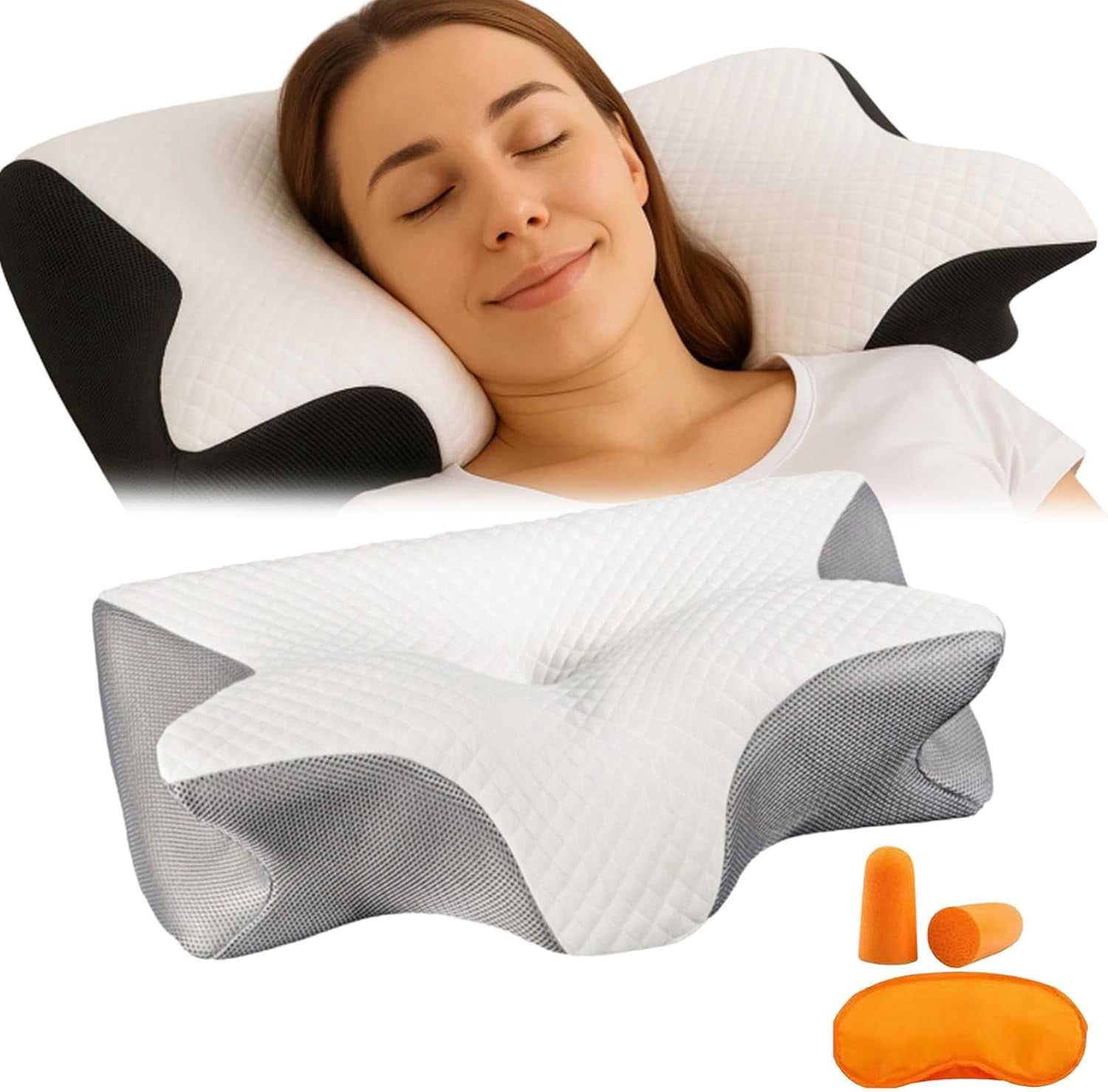 Sleep Apnea Pillow for Sleep Apnea and Snoring, Cervical Neck Support for Proper Alignment, Ergonomic Contour Memory Foam Pillow with Cooling Cover