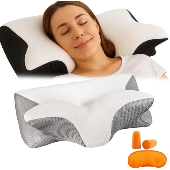 Sleep Apnea Pillow for Sleep Apnea and Snoring, Cervical Neck Support for Proper Alignment, Ergonomic Contour Memory Foam Pillow with Cooling Cover
