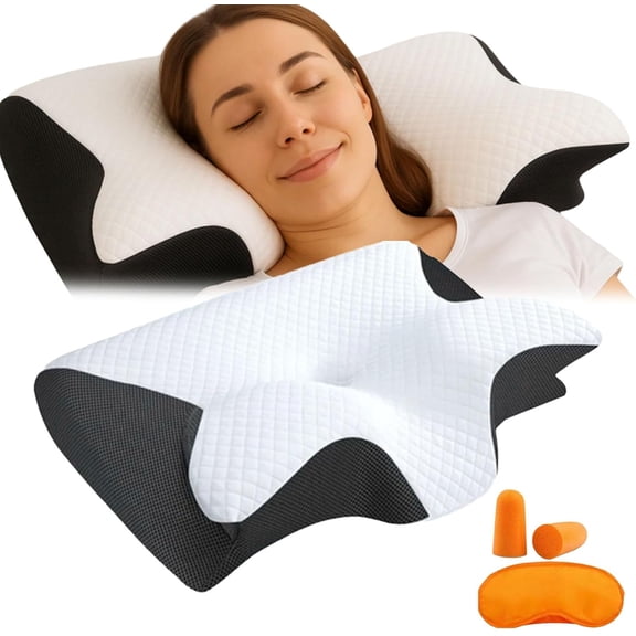 Sleep Apnea Pillow for Sleep Apnea and Snoring, Cervical Neck Support for Proper Alignment, Ergonomic Contour Memory Foam Pillow with Cooling Cover
