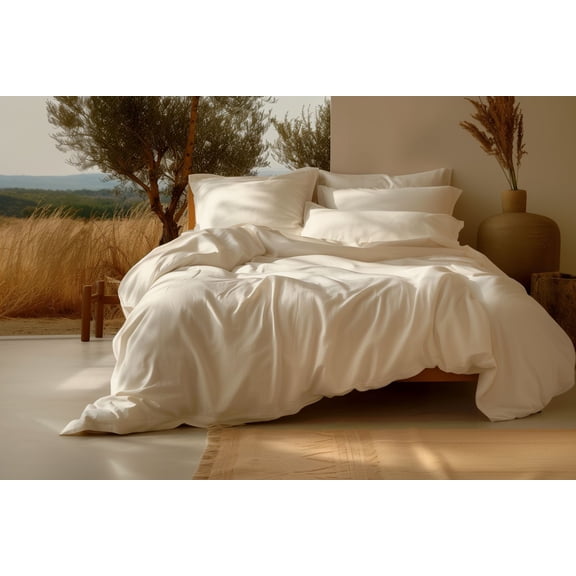 Sleep & Beyond 100% Cotton 300TC Sateen Classic Ivory Sheet Set in King Up to 18"