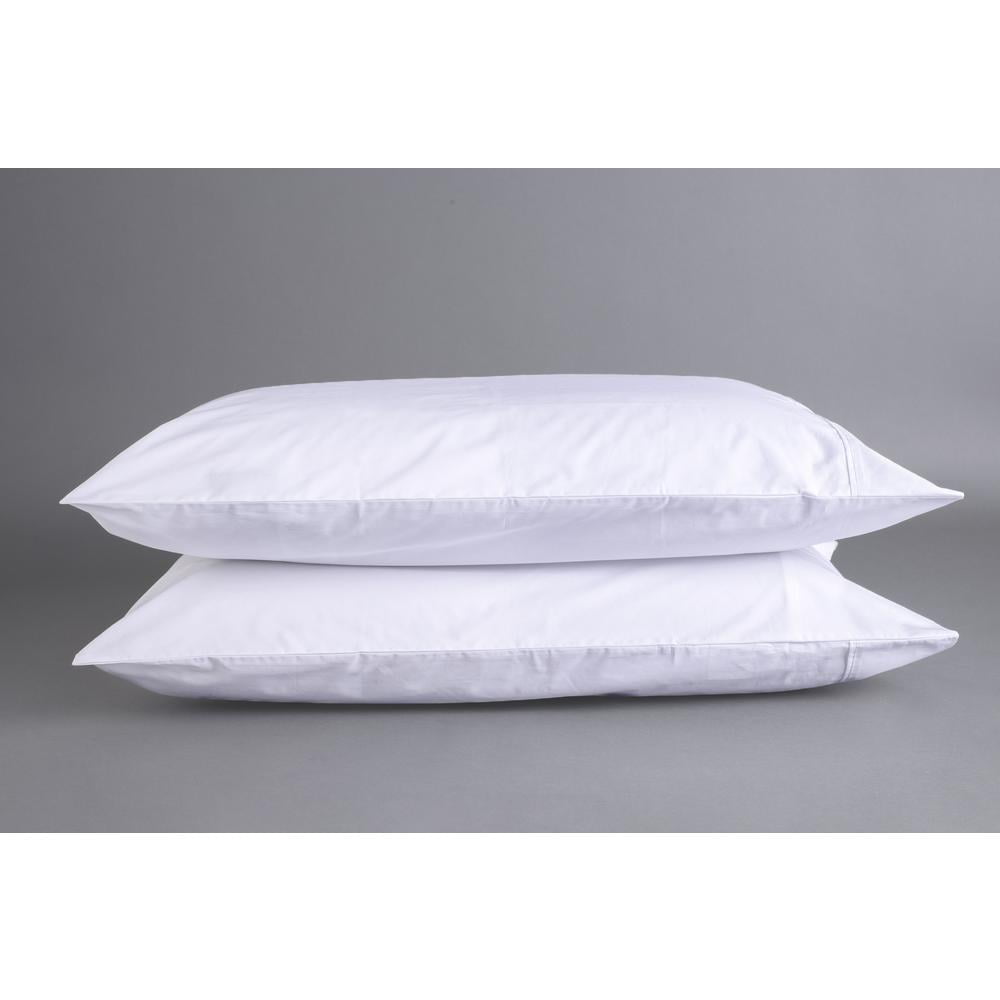 King Size Crisp White Organic Cotton Hypoallergenic Pillowcase Pair