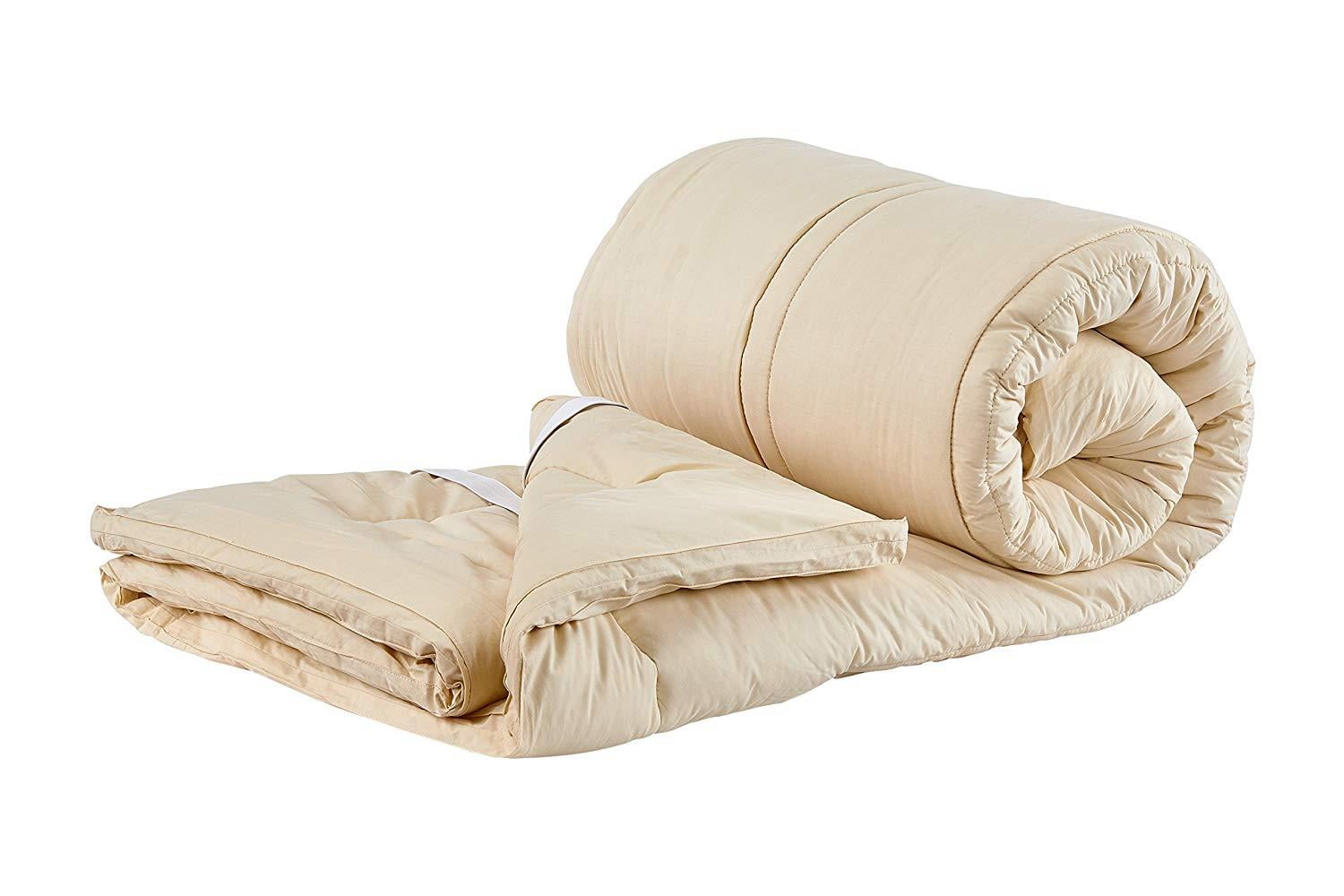 Queen Size Organic Wool Mattress Topper with Cotton Cover