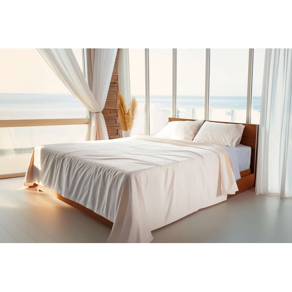 Sleep & Beyond mySheet Set®, 100% Natural Cotton Sheet Set, Cal King, Up to 1"