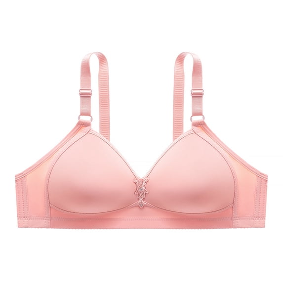 Womens Sleep Bra Back-Smoothing Bra Feature V-Neck Wire-Free Bra Orange Style W-1295 L