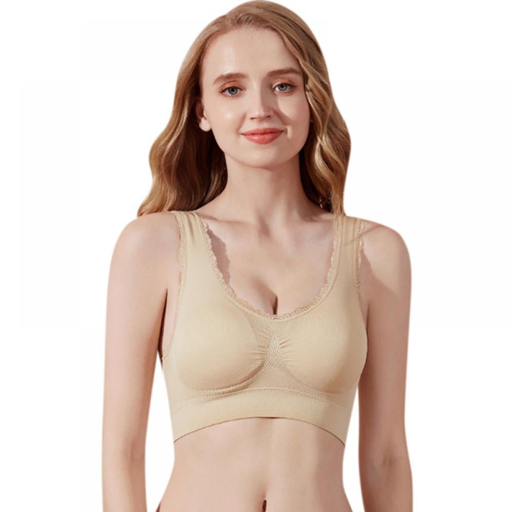 Sleep Bras, Thin Soft Comfy Daily Bras, Seamless Leisure Bras for Women, A  to E Cup, M-XL, Nude 