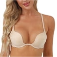 thumbnail image 1 of Sleep Bras Women Woman Breast-Receiving Bra Without Underwire Vest Lingerie Underwear V-Neck Lightly Lined Bra Feature Hook and Eye Closure T-Shirt Bra Style Y-99 , Beige XL, 1 of 8