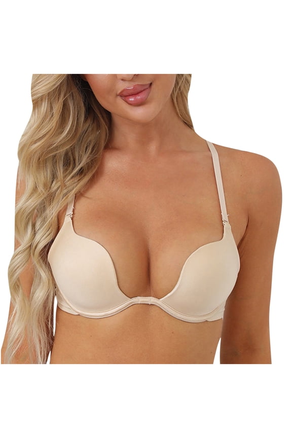 Sleep Bras Women Woman Breast-Receiving Bra Without Underwire Vest Lingerie Underwear V-Neck Lightly Lined Bra Feature Hook and Eye Closure T-Shirt Bra Style Y-99 , Beige XL