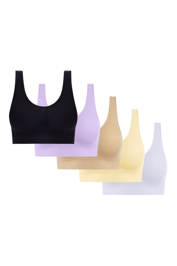 Sleep Bras for Women 5 Pack Comfort Seamless Wireless Stretchy Sports Bra,5 Pack Plus Size Yoga Bras Mothers Day Gifts