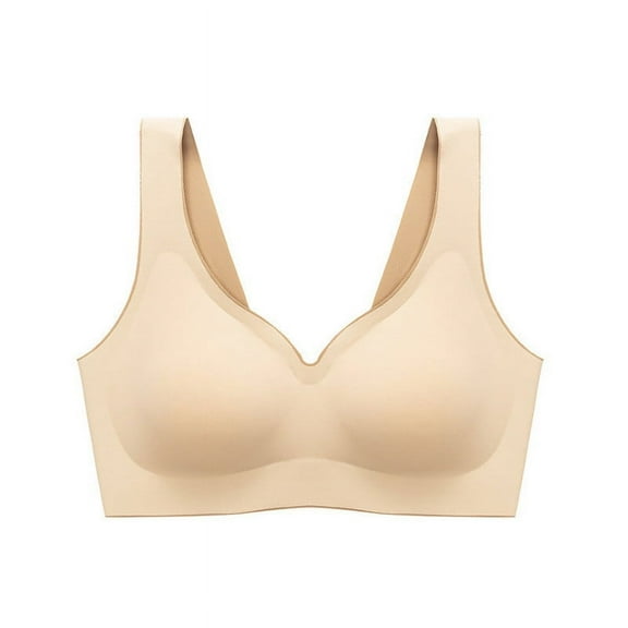 Sleep Bras for Women Back-Smoothing Bra Feature V-Neck Push-up Bra Style W-384 Beige XXL