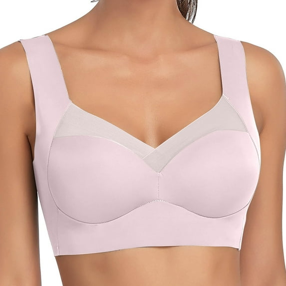 Sleep Bras for Women Pullover Bra Feature V-Neck Longline Bra Style W-451 Pinks 6L