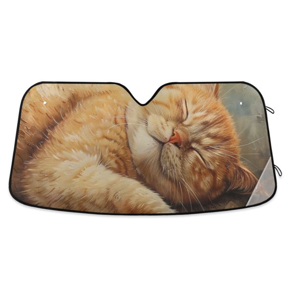 Sleep Cat Car Windshield Sun Shade Reflector Sunshade Foldable for Front Keeps Vehicle Cool