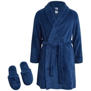 Sleep & Co Girls Bathrobe Set Girls Soft Plush Fleece Bathrobe with Matching Slippers 2 Piece