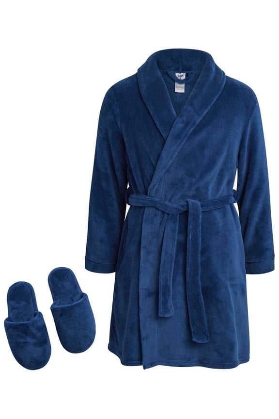 Girls Bathrobe Set Girls Soft Plush Fleece Bathrobe with Matching Slippers 2 Piece