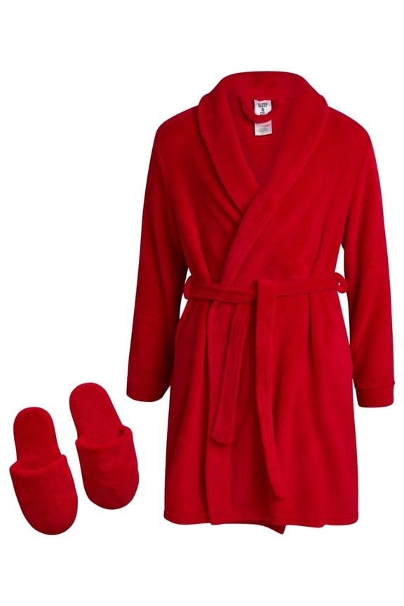 Girls Bathrobe Set Girls Soft Plush Fleece Bathrobe with Matching Slippers 2 Piece
