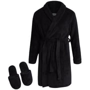 Sleep & Co Girls Bathrobe Set Girls Soft Plush Fleece Bathrobe with Matching Slippers 2 Piece