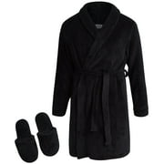 Sleep & Co Girls Bathrobe Set - Soft Plush Fleece Bathrobe with Matching Slippers for Girls