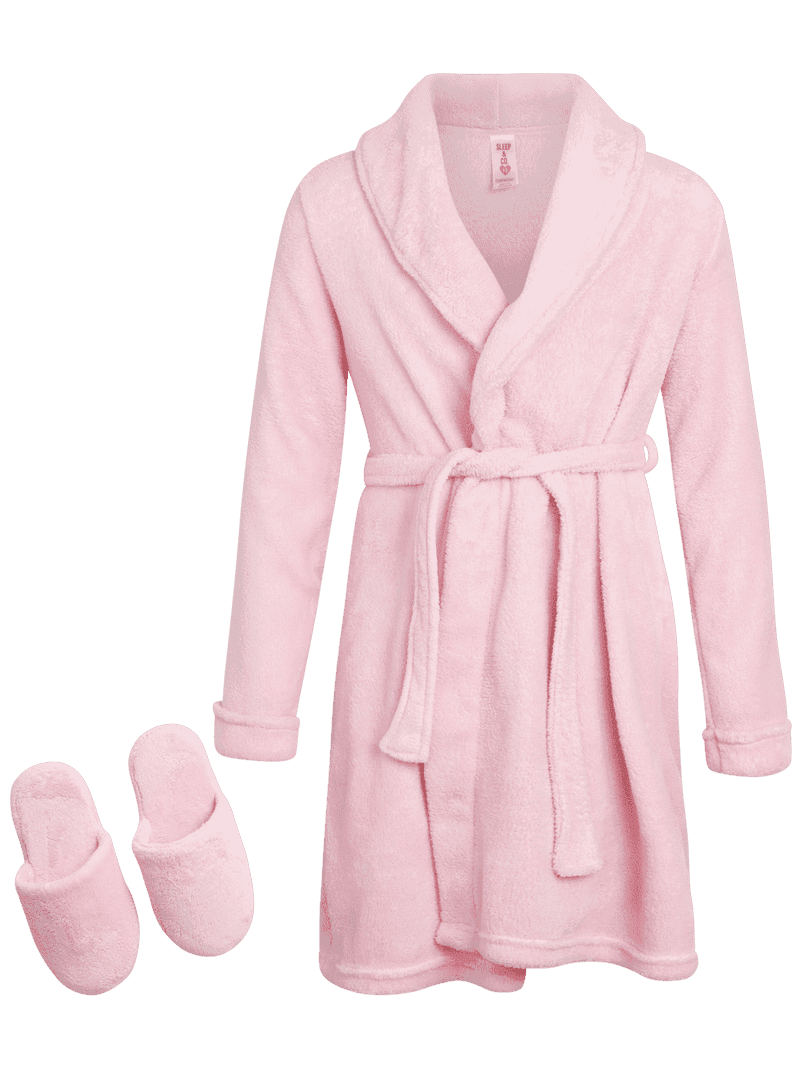 Sleep & Co Girls Fleece Robe Set, Bathrobe with Slippers, Pajama Sleepwear,  Sizes 5-16 - Walmart.com