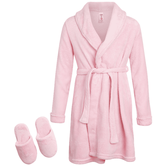 Sleep & Co Girls’ Bathrobe Set Fleece Robe with Slippers Pajama Set
