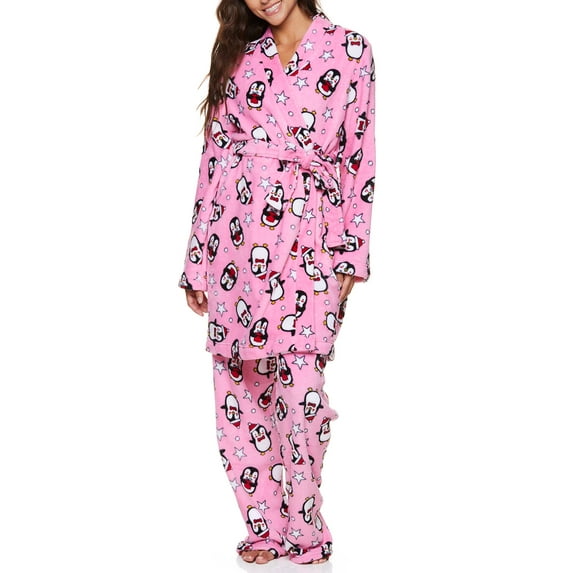 Sleep & Co. Women's & Women's Plus Plush Robe and Pant Lounge Pajama Sleep Set, 2pc.