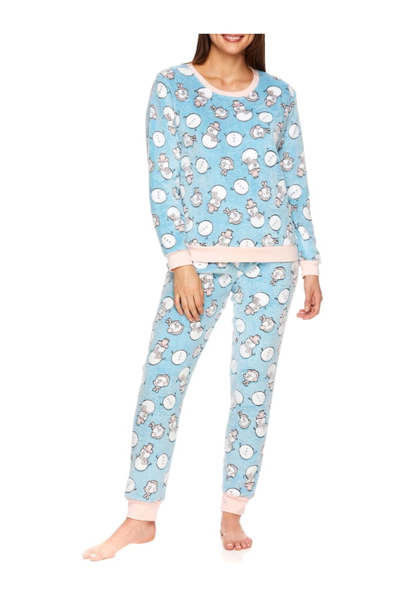 . Women's & Women's Plus Plush Top and Pant Pajama Sleep Set