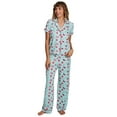 thumbnail image 1 of Sleep & Co. Women's & Women's Plus Short Sleeve Fesitve Notch Collar Button Down with Pant Pajama Sleep Lounge Set, 2-Piece, Sizes S-2XL, 1 of 6
